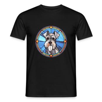 Mittelschnauzer Hunderasse Buntglas Bunt W - Männer T-Shirt - Schwarz - Vorne - AI Model Male 178 light (178cm)