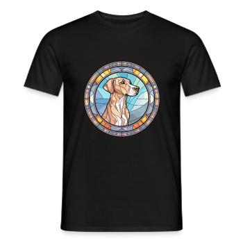 Mountain Cur Dog Breed Stained Glass Colorful Wate - Men's T-Shirt - black - Front - AI Model Male 178 light (178cm)