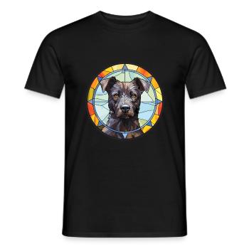 Patterdale Terrier Dog Breed Stained Glass Colorfu - Men's T-Shirt - black - Front - AI Model Male 178 light (178cm)