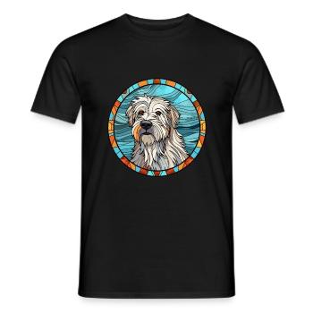 Chien de berger des Pyrénées chien race vitrail coloré - T-shirt homme - noir - Devant - AI Model Male 178 light (178cm)
