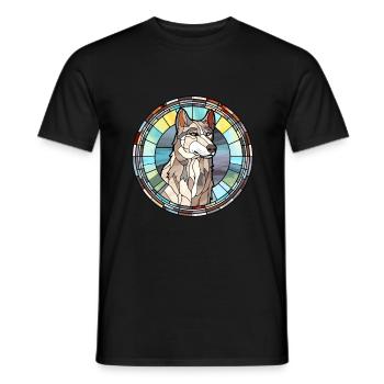 Northern Inuit Dog Breed Stained Glass Colorful Wa - Men's T-Shirt - black - Front - AI Model Male 178 light (178cm)