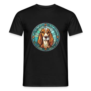 Arlequin russe chien chien race vitrail Co - T-shirt homme - noir - Devant - AI Model Male 178 light (178cm)