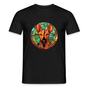 Podenco Ibicenco chien race vitrail coloré - T-shirt homme - noir - Devant - AI Model Male 178 light (178cm)