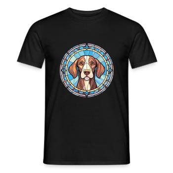 Chien d’arrêt portugais race vitrail Colorfu - T-shirt homme - noir - Devant - AI Model Male 178 light (178cm)