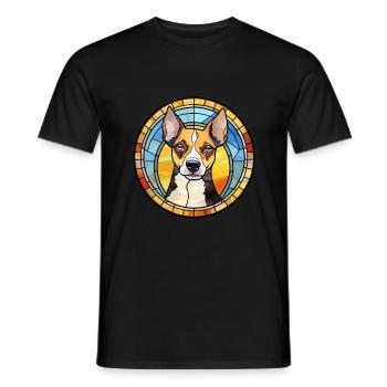 Rat Terrier Dog Breed Stained Glass Colorful Water - Men's T-Shirt - black - Front - AI Model Male 178 light (178cm)