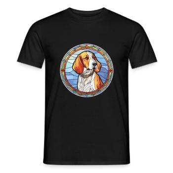 Chien russe chien race vitrail coloré Wat - T-shirt homme - noir - Devant - AI Model Male 178 light (178cm)