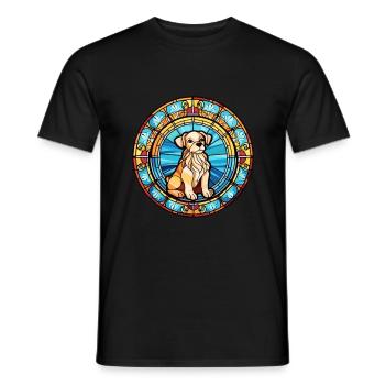 Russe jouet chien race vitrail coloré eau - T-shirt homme - noir - Devant - AI Model Male 178 light (178cm)
