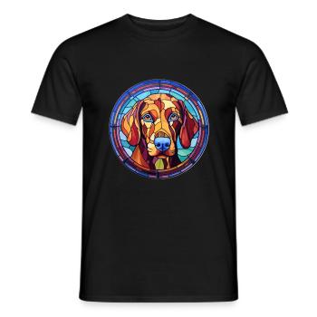 Sapsali Dog Breed Stained Glass Colorful Watercolo - Men's T-Shirt - black - Front - AI Model Male 178 light (178cm)