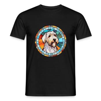 Sealyham Terrier Dog Breed Stained Glass Colorful - Men's T-Shirt - black - Front - AI Model Male 178 light (178cm)