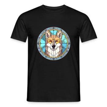 Sibérien Laika chien race vitrail coloré Wa - T-shirt homme - noir - Devant - AI Model Male 178 light (178cm)