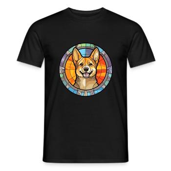 Suédois Vallhund chien race vitrail coloré - T-shirt homme - noir - Devant - AI Model Male 178 light (178cm)
