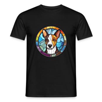 Tenterfield Terrier Hunderasse Buntglas Colorf - Männer T-Shirt - Schwarz - Vorne - AI Model Male 178 light (178cm)