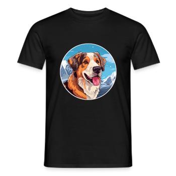 Akbash Hunderasse Karikatur Kawaii Aquarell - Männer T-Shirt - Schwarz - Vorne - AI Model Male 178 light (178cm)