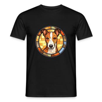 Glatter Foxterrier Hunderasse Buntglas Colorfu - Männer T-Shirt - Schwarz - Vorne - AI Model Male 178 light (178cm)