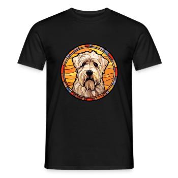 Soft Coated Wheaten Terrier Dog Breed Stained Glas - Men's T-Shirt - black - Front - AI Model Male 178 light (178cm)