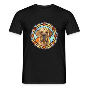 Spanish Mastiff Dog Breed Stained Glass Colorful W - Men's T-Shirt - black - Front - AI Model Male 178 light (178cm)