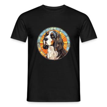 Stabyhoun chien race vitrail coloré Waterco - T-shirt homme - noir - Devant - AI Model Male 178 light (178cm)