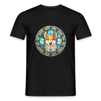 Tamaskan Dog Breed Stained Glass Colorful Watercol - Men's T-Shirt - black - Front - AI Model Male 178 light (178cm)