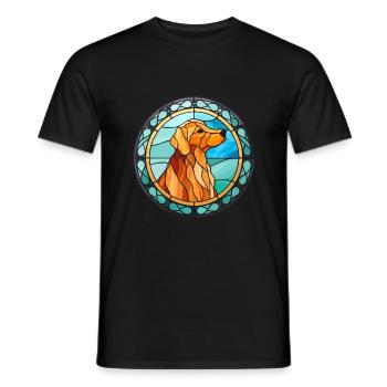 Suisse Laufhund chien race vitrail coloré Wa - T-shirt homme - noir - Devant - AI Model Male 178 light (178cm)