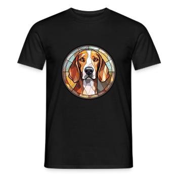 Treeing Walker Coonhound chien race vitrail C - T-shirt homme - noir - Devant - AI Model Male 178 light (178cm)