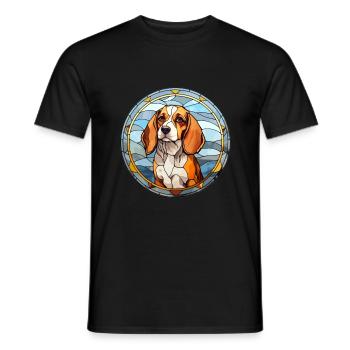 Tyroler Bracke chien race vitrail coloré Wa - T-shirt homme - noir - Devant - AI Model Male 178 light (178cm)