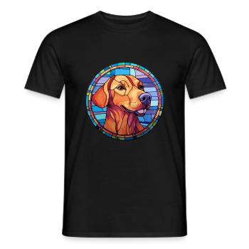 Volpino Italiano Hunderasse Buntglas Bunt - Männer T-Shirt - Schwarz - Vorne - AI Model Male 178 light (178cm)
