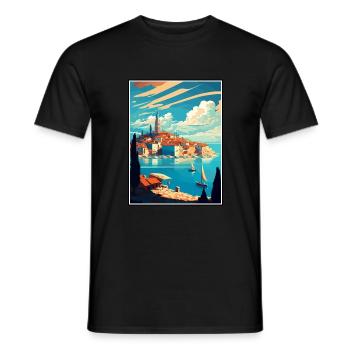 Novigrad Kroatien Vintage Reiseposter Souvenir - Männer T-Shirt - Schwarz - Vorne - AI Model Male 178 light (178cm)