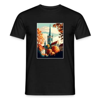 Augsburg Germany Vintage Travel Poster Souvenir - Men's T-Shirt - black - Front - AI Model Male 178 light (178cm)