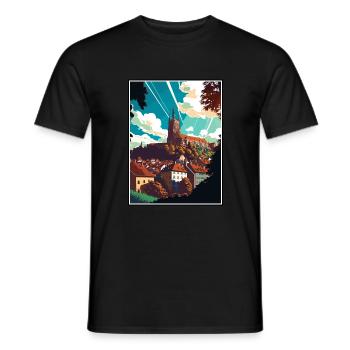 Fribourg Suisse Vintage voyage affiche WPA Art - T-shirt homme - noir - Devant - AI Model Male 178 light (178cm)