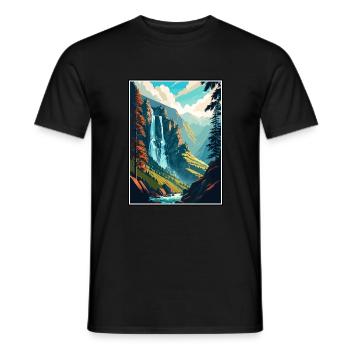 Reichenbachfälle Schweiz Reiseposter - Männer T-Shirt - Schwarz - Vorne - AI Model Male 178 light (178cm)