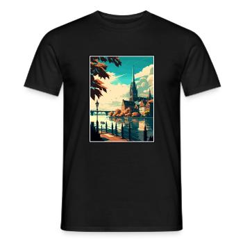 Constance Allemagne Vintage voyage affiche Souvenir - T-shirt homme - noir - Devant - AI Model Male 178 light (178cm)