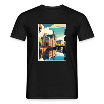 Leeuwarden Pays-Bas Vintage Voyage Poster WPA - T-shirt homme - noir - Devant - AI Model Male 178 light (178cm)