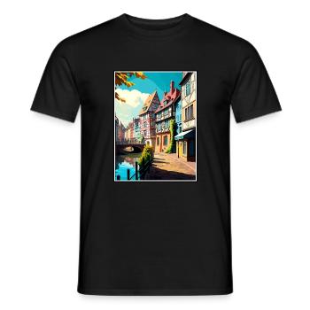 Colmar Frankreich Vintage Reiseposter WPA Souvenir - Männer T-Shirt - Schwarz - Vorne - AI Model Male 178 light (178cm)