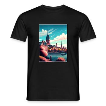 Mainz Deutschland Vintage Reiseposter WPA Souvenir - Männer T-Shirt - Schwarz - Vorne - AI Model Male 178 light (178cm)