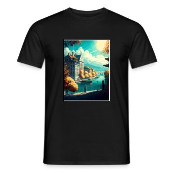 Genève Suisse Vintage voyage affiche Souvenir - T-shirt homme - noir - Devant - AI Model Male 178 light (178cm)
