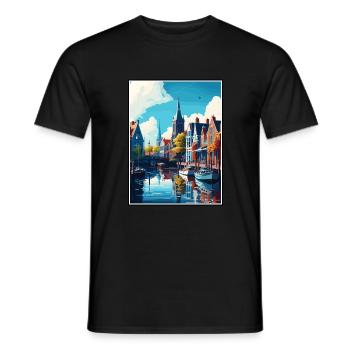Sneek Pays-Bas Vintage voyage affiche Souvenir - T-shirt homme - noir - Devant - AI Model Male 178 light (178cm)