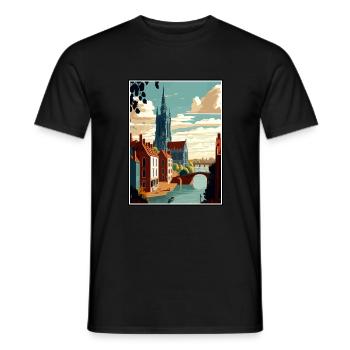 Deventer Niederlande Vintage Reiseposter WPA Kunst - Männer T-Shirt - Schwarz - Vorne - AI Model Male 178 light (178cm)