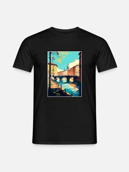 Turyn Włochy Vintage Plakat Podróżniczy WPA Pamiątka - T-shirt męski - czarny