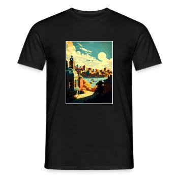 Oslo Norway Vintage Travel Poster WPA Souvenir - Men's T-Shirt - black - Front - AI Model Male 178 light (178cm)