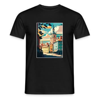 Poznan European Poland Vintage Travel Poster WPA - Men's T-Shirt - black - Front - AI Model Male 178 light (178cm)