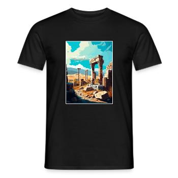 Göbeklitepe Turkey Vintage Travel Poster Souvenir - Men's T-Shirt - black - Front - AI Model Male 178 light (178cm)