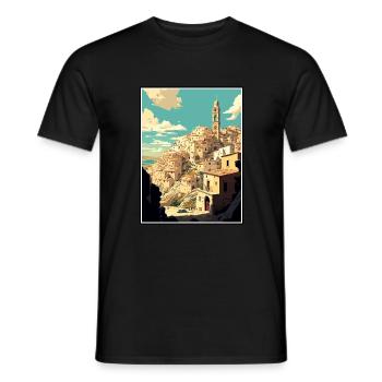 Matera Italy Vintage Travel Poster WPA Souvenir - Men's T-Shirt - black - Front - AI Model Male 178 light (178cm)