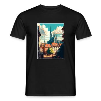 Erfurt Germany Vintage Travel Poster WPA Souvenir - Men's T-Shirt - black - Front - AI Model Male 178 light (178cm)