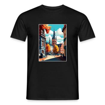 Darmstadt Germany Vintage Travel Poster Souvenir - Men's T-Shirt - black - Front - AI Model Male 178 light (178cm)