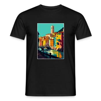 Girona Spain Vintage Travel Poster WPA Souvenir - Men's T-Shirt - black - Front - AI Model Male 178 light (178cm)