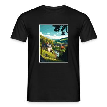 Ardennen Frankreich Vintage Reiseposter WPA Souvenir - Männer T-Shirt - Schwarz - Vorne - AI Model Male 178 light (178cm)
