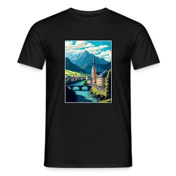Golling An der Salzach Österreich Reiseplakat - Männer T-Shirt - Schwarz - Vorne - AI Model Male 178 light (178cm)