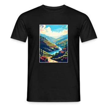 Vallée du Douro Portugal Vintage Travel Poster WPA - T-shirt homme - noir - Devant - AI Model Male 178 light (178cm)
