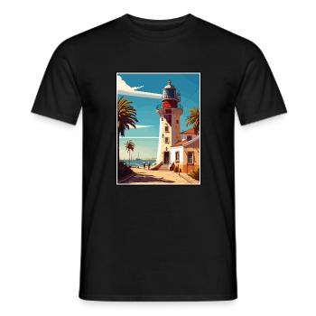 Faro Portugal Vintage voyage affiche WPA Souvenir - T-shirt homme - noir - Devant - AI Model Male 178 light (178cm)
