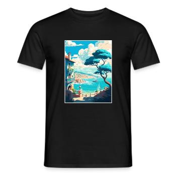 Nice Francescape Vintage Travel Poster Souvenir - Men's T-Shirt - black - Front - AI Model Male 178 light (178cm)